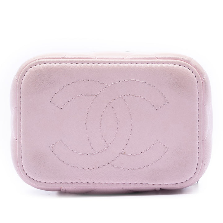 Chanel Mini CC Matelassé Cuir d’agneau Émail Coco Vanity avec chaîne