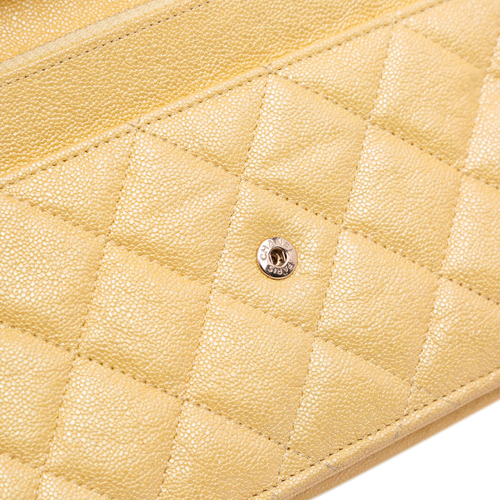 CC Quilted Caviar Wallet on Chain Yellow - Gaby Paris