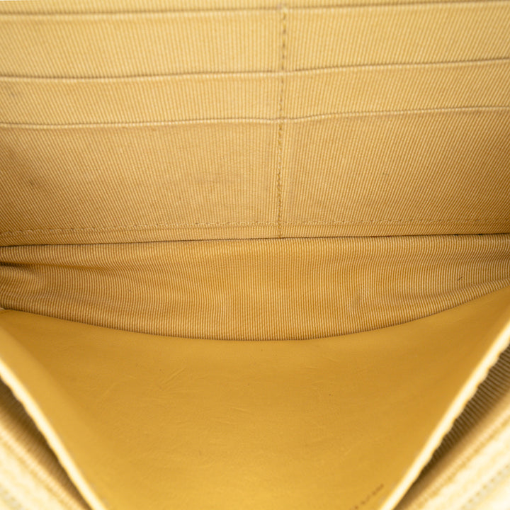 CC Quilted Caviar Wallet on Chain Yellow - Gaby Paris