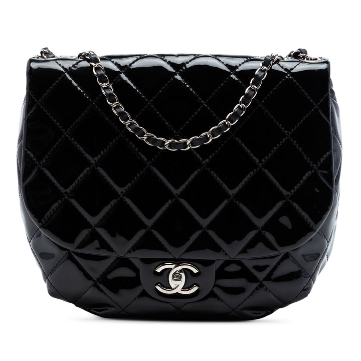 Chanel Medium Matelassé Cuir verni Bubble CC à rabat