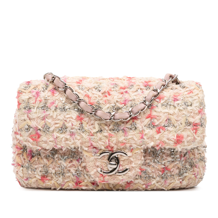 Chanel Mini Rectangular Classic Tweed Simple rabat Rose