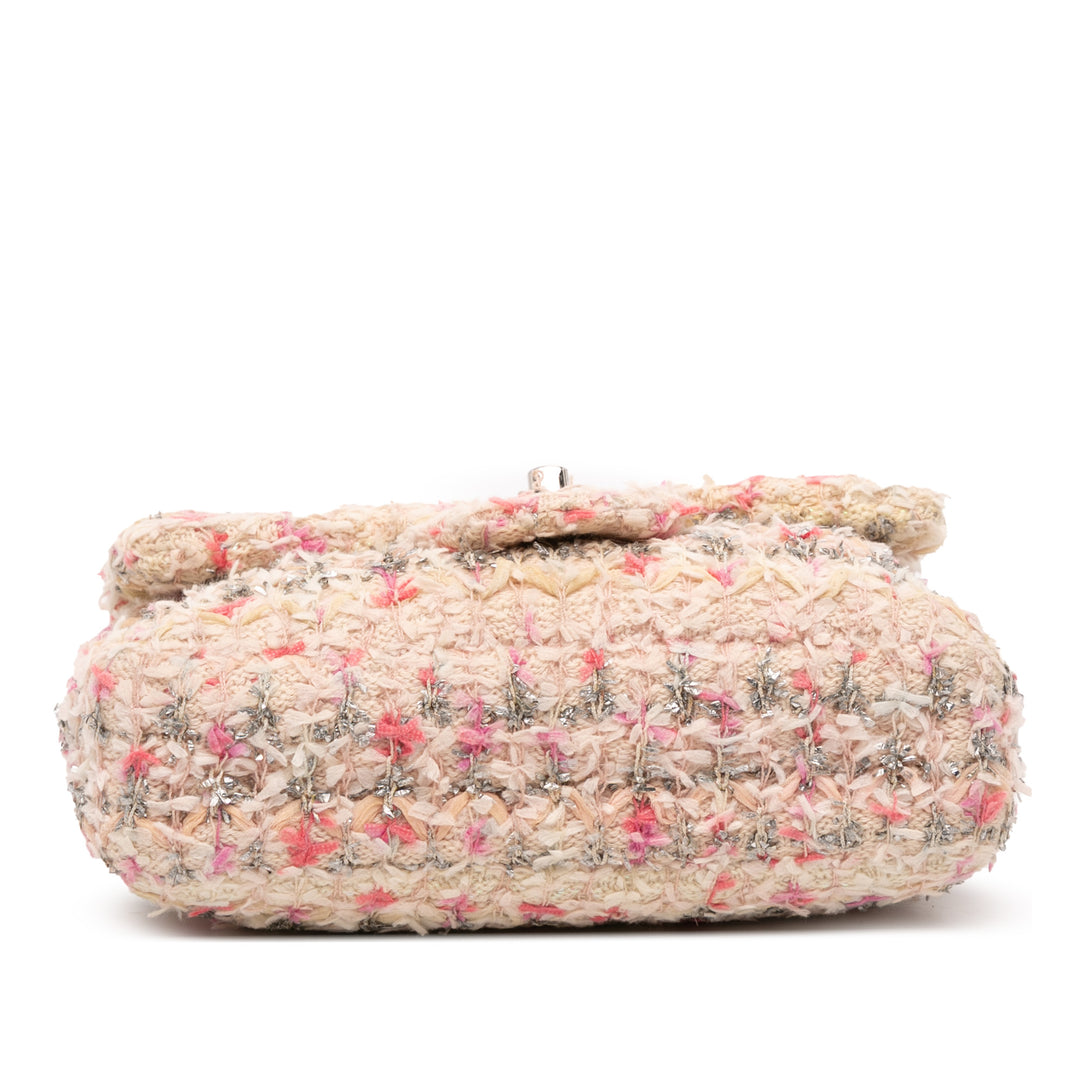 Chanel Mini Rectangular Classic Tweed Simple rabat Rose