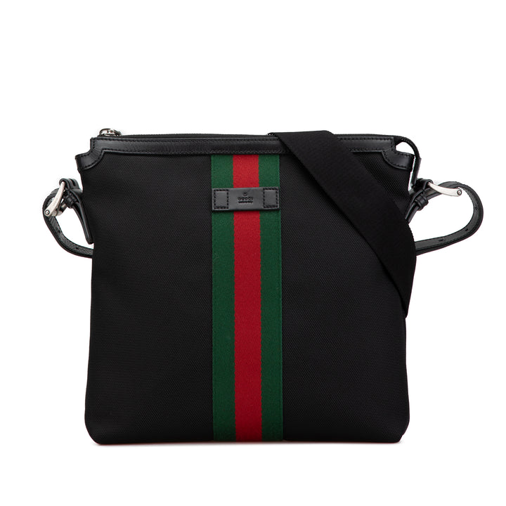 Techno Canvas Web Messenger Bag Black - Gaby Paris