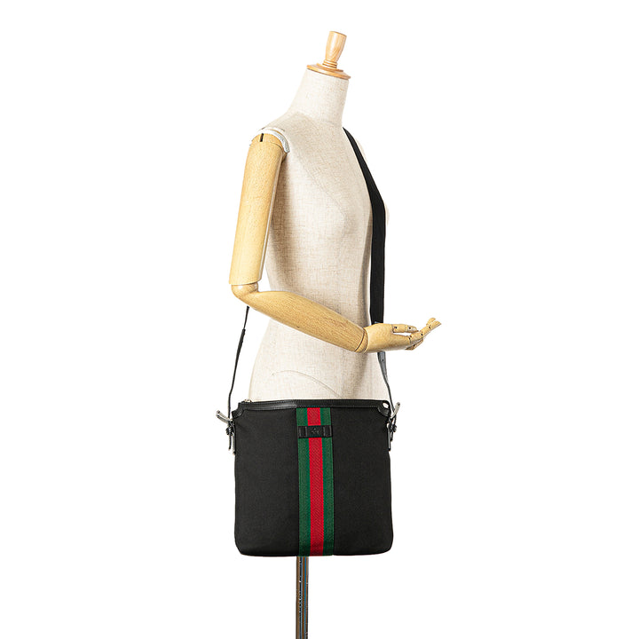 Techno Canvas Web Messenger Bag Black - Gaby Paris