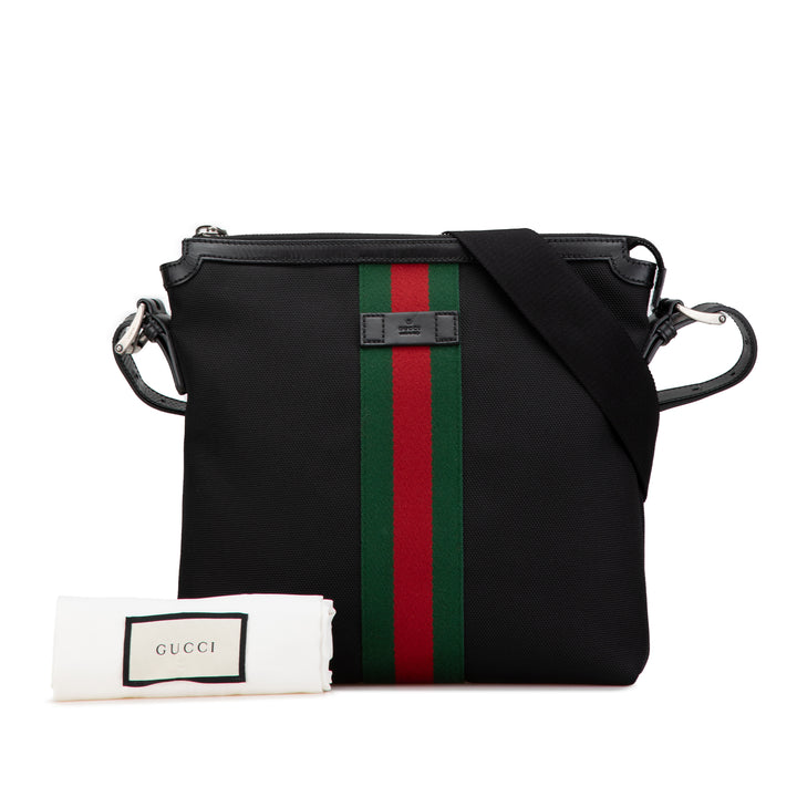 Techno Canvas Web Messenger Bag Black - Gaby Paris