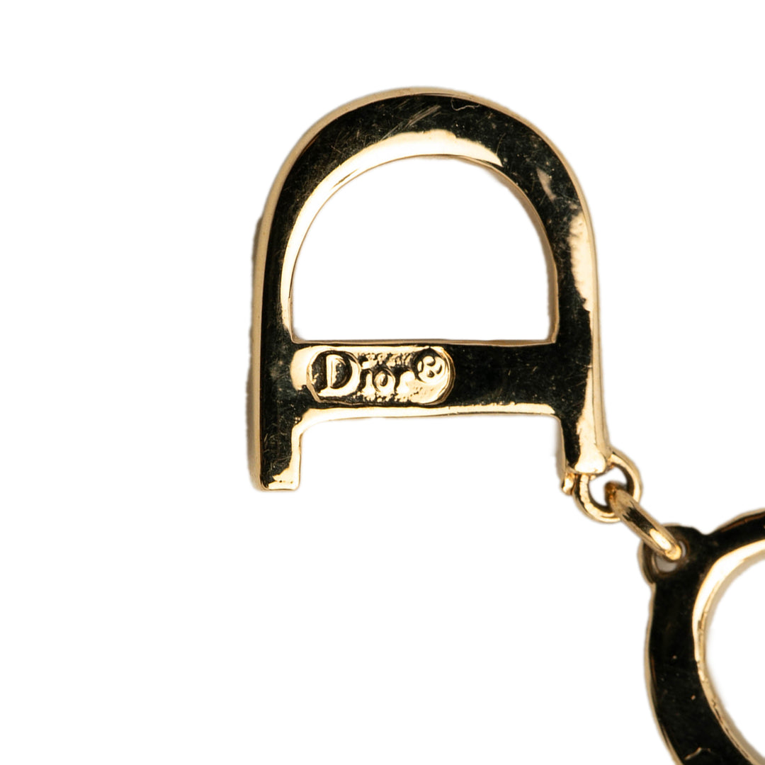 Dior plaqué Rhinestone CD Logo Pendant Collier