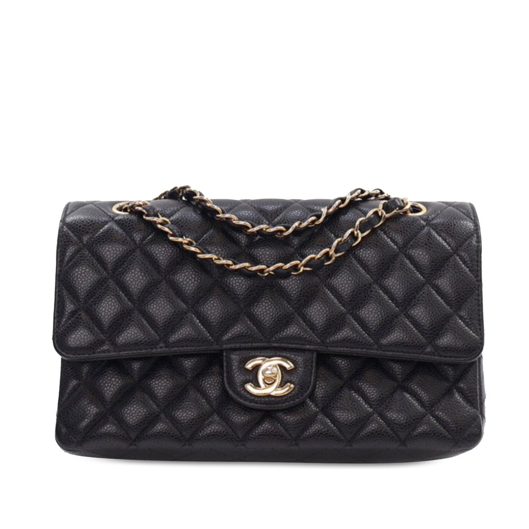 Medium Classic Caviar Double Flap Black - Gaby Paris