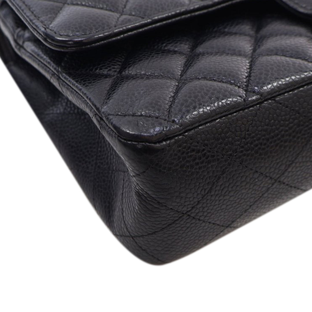 Medium Classic Caviar Double Flap Black - Gaby Paris