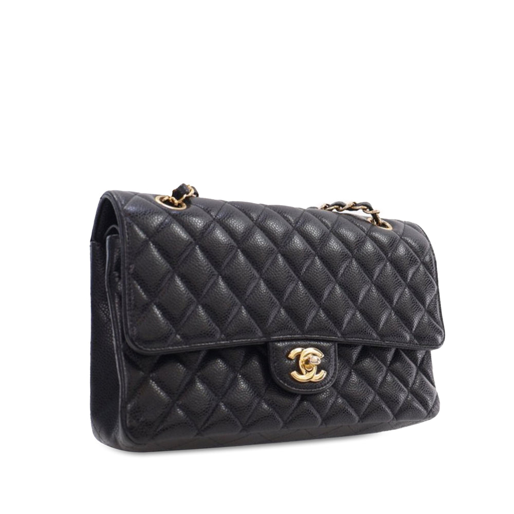 Medium Classic Caviar Double Flap Black - Gaby Paris