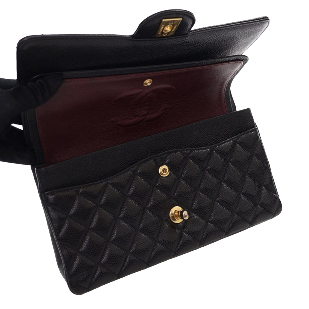 Medium Classic Caviar Double Flap Black - Gaby Paris