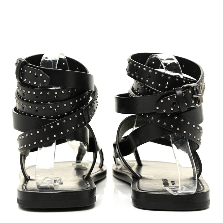 Saint Laurent Sandales plates Culver cloutées cuir noir pointure 38