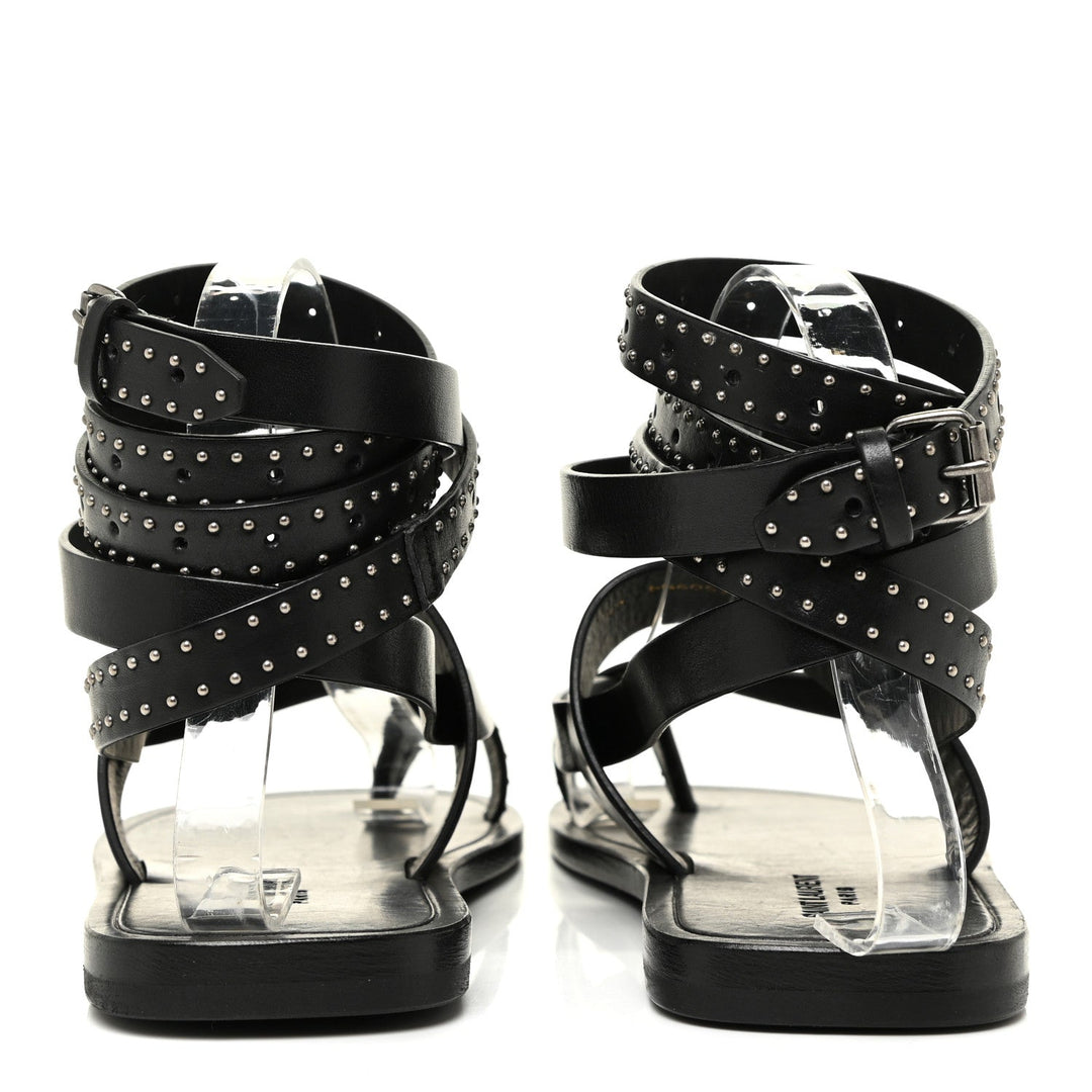 Saint Laurent Sandales plates Culver cloutées cuir noir pointure 40