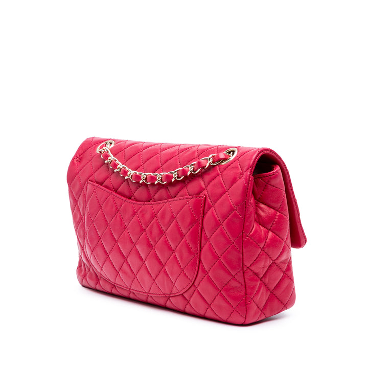 Medium Classic Lambskin Valentines Heart Charms Single Flap Pink - Gaby Paris