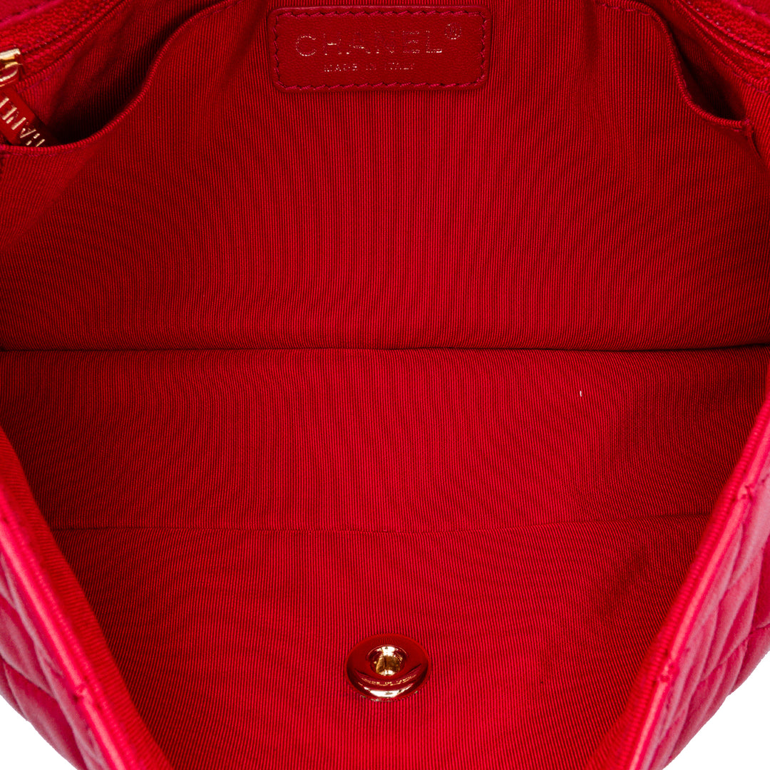 Medium Classic Lambskin Valentines Heart Charms Single Flap Pink - Gaby Paris