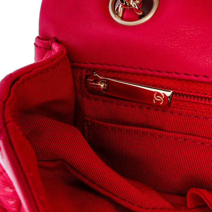 Medium Classic Lambskin Valentines Heart Charms Single Flap Pink - Gaby Paris