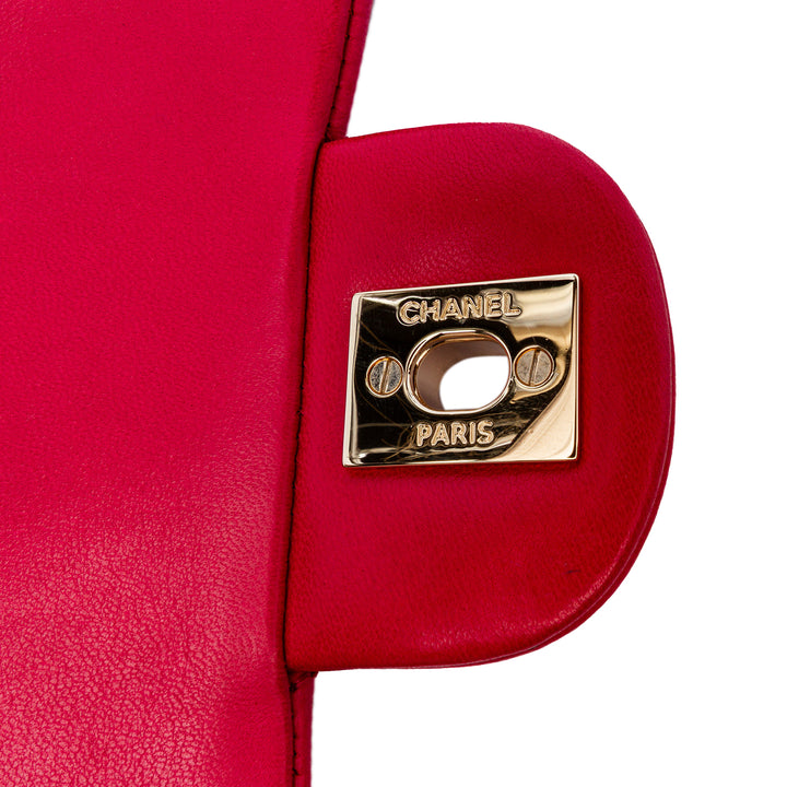 Medium Classic Lambskin Valentines Heart Charms Single Flap Pink - Gaby Paris