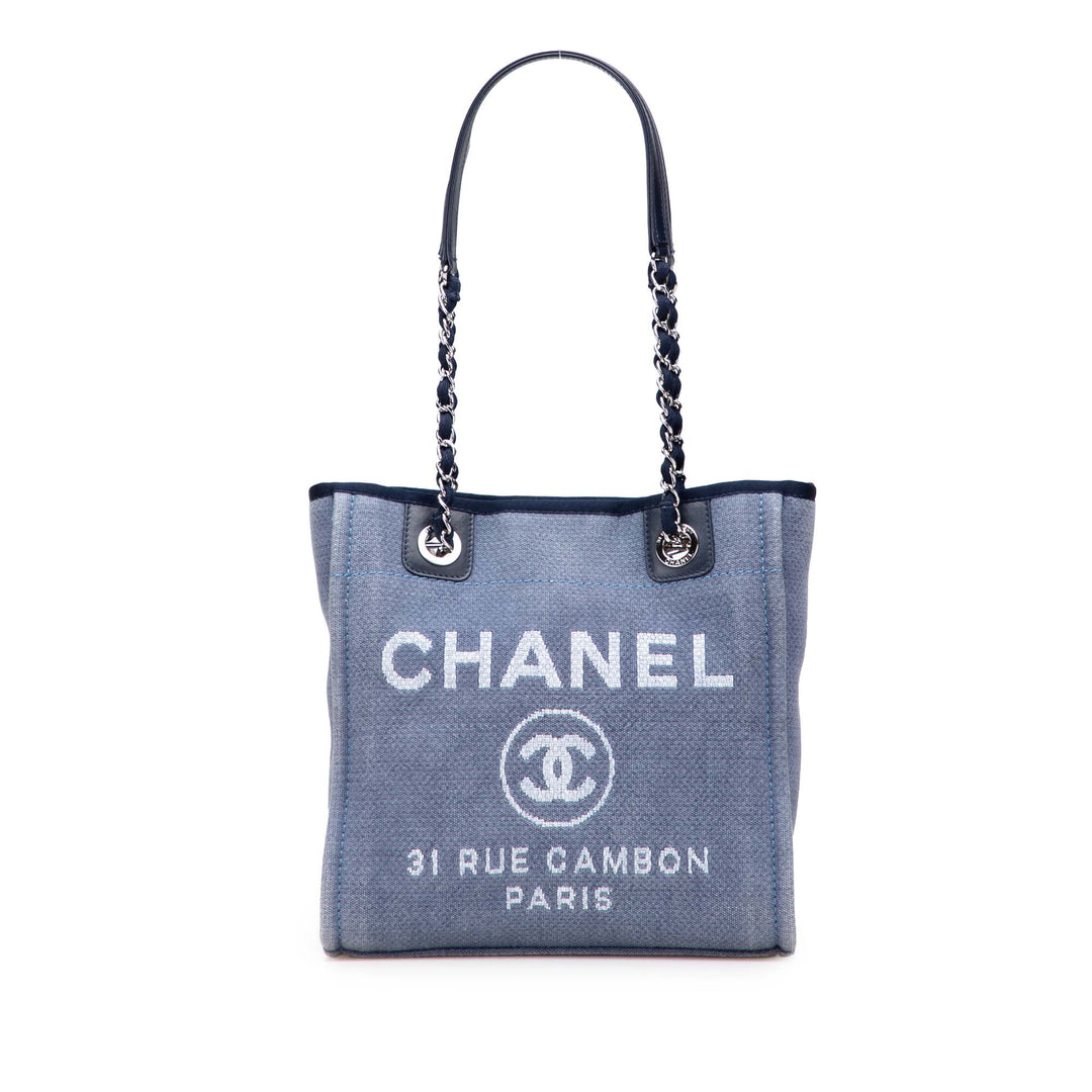 Mini Canvas Deauville Tote Blue - Gaby Paris