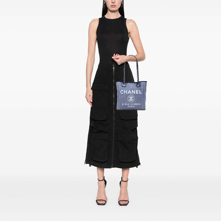 Mini Canvas Deauville Tote Blue - Gaby Paris