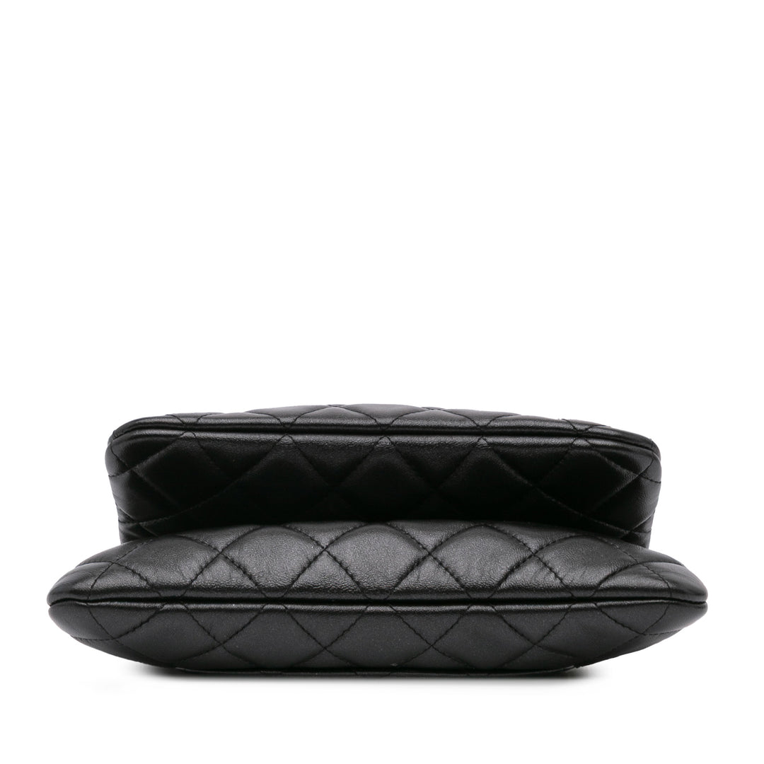 Quilted Lambskin Double Case with Chain Black - Gaby Paris