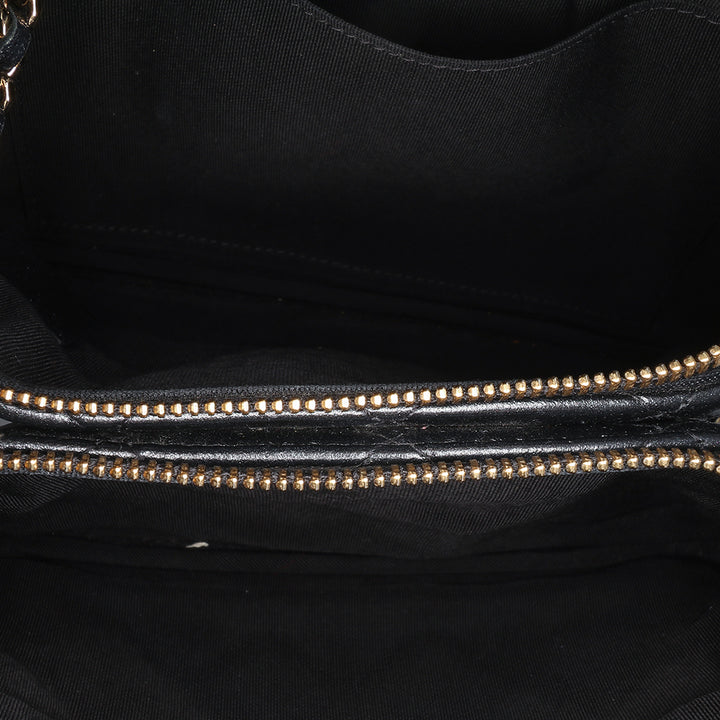 Quilted Lambskin Double Case with Chain Black - Gaby Paris
