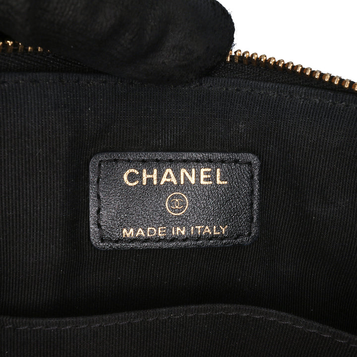 Quilted Lambskin Double Case with Chain Black - Gaby Paris