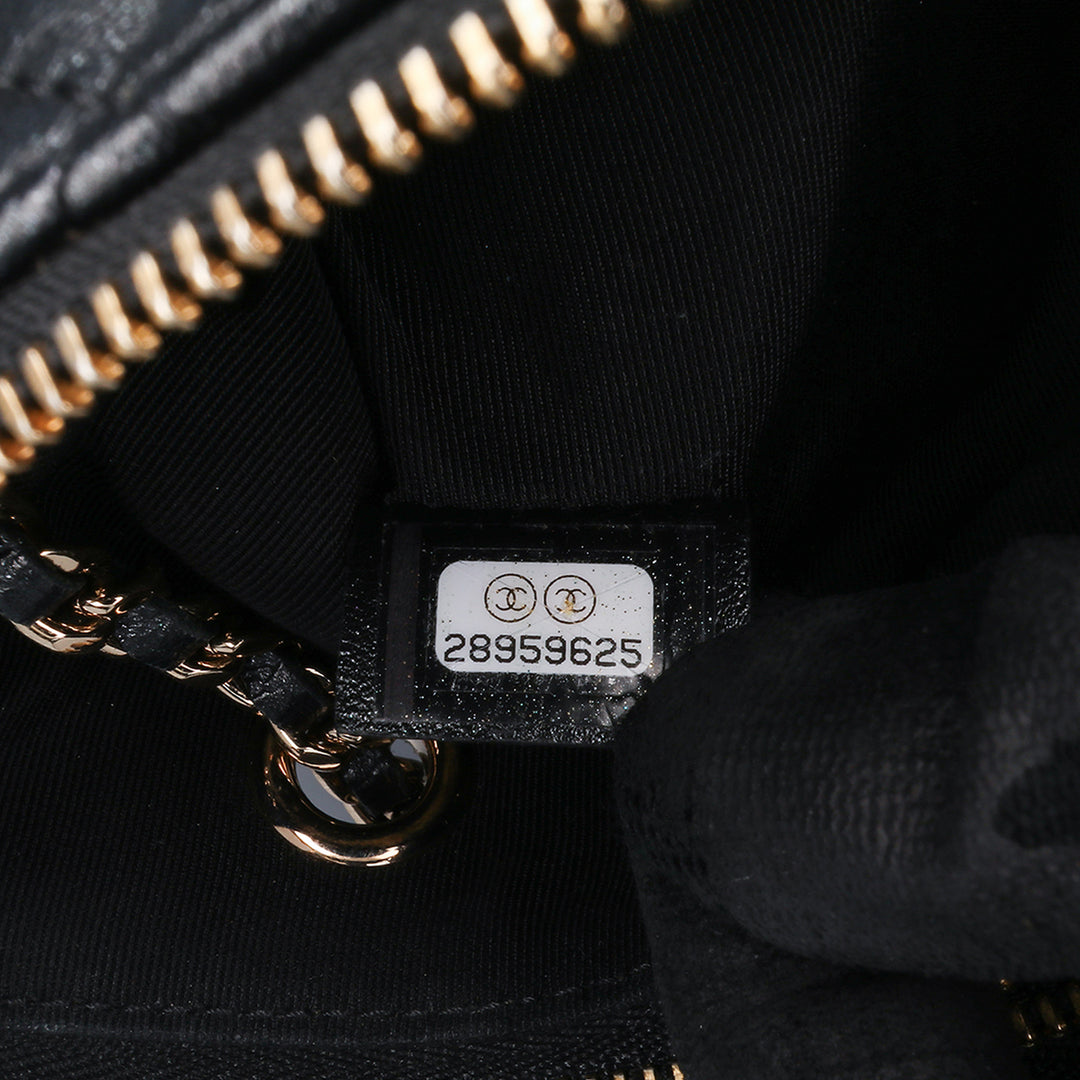 Quilted Lambskin Double Case with Chain Black - Gaby Paris