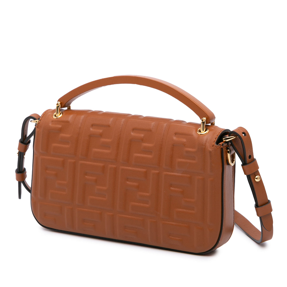 Zucca Embossed Leather Baguette Phone Pouch Satchel Brown - Gaby Paris