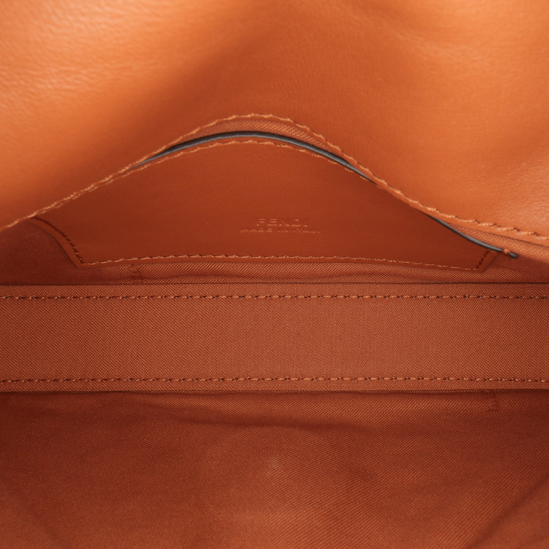 Zucca Embossed Leather Baguette Phone Pouch Satchel Brown - Gaby Paris
