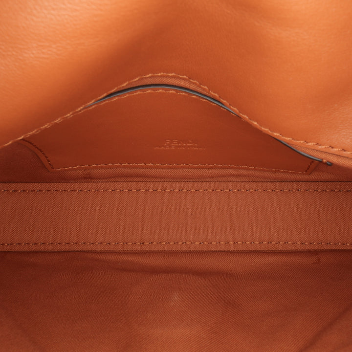 Zucca Embossed Leather Baguette Phone Pouch Satchel Brown - Gaby Paris