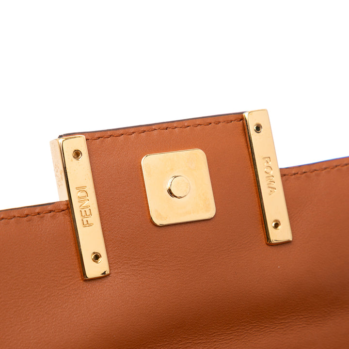 Zucca Embossed Leather Baguette Phone Pouch Satchel Brown - Gaby Paris