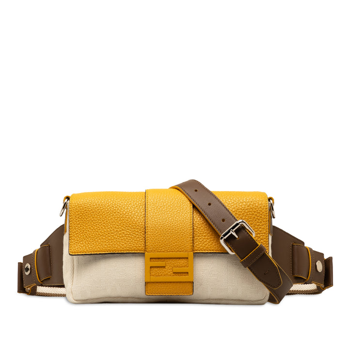 Fendi Zucca Canvas and Leather Convertible Baguette Brown - GABY PARIS