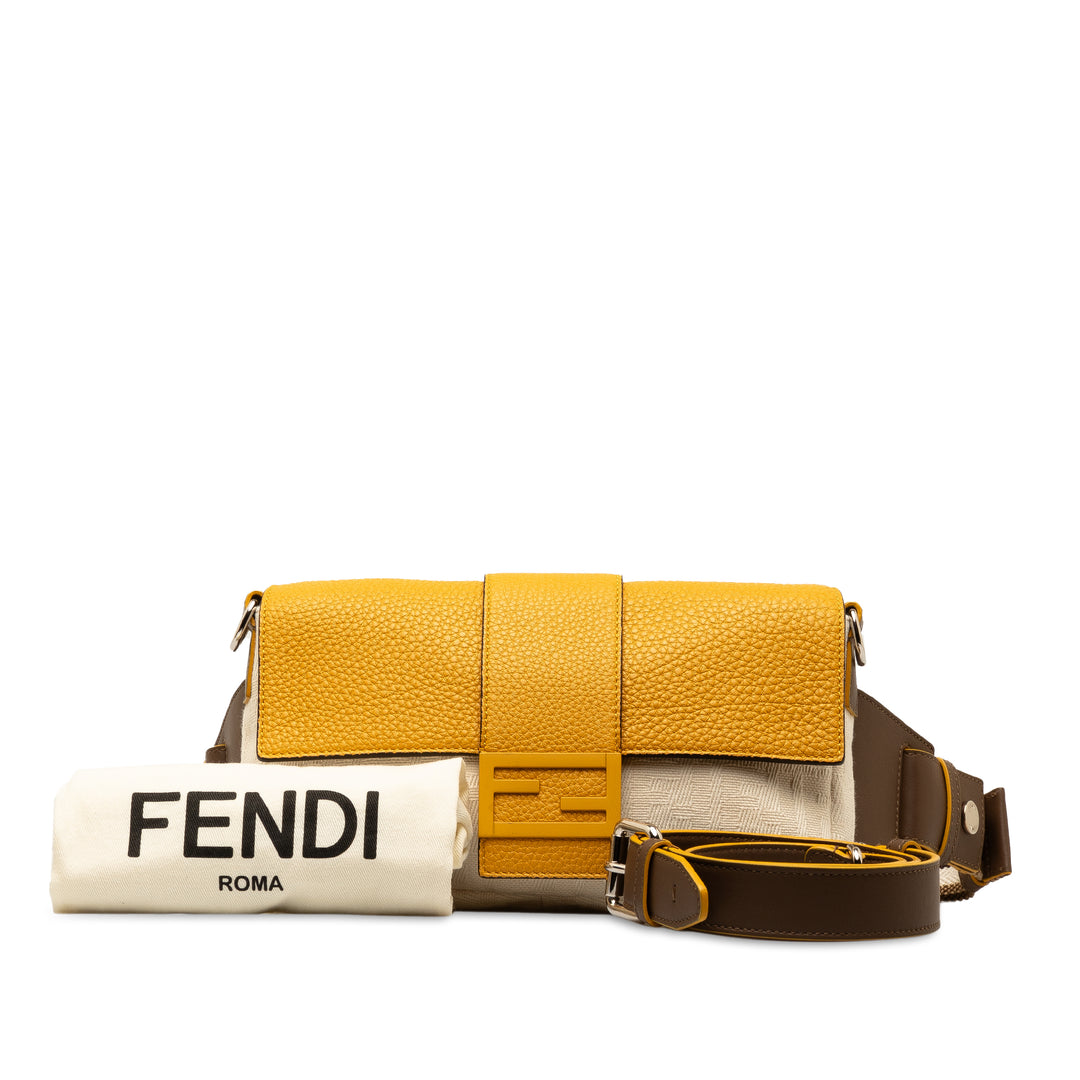 Fendi Zucca Canvas and Leather Convertible Baguette Brown - GABY PARIS