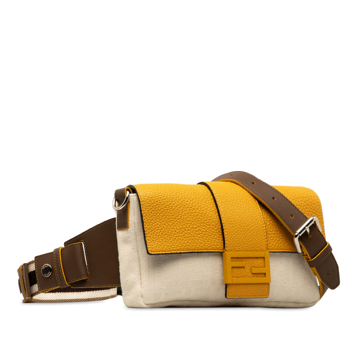 Fendi Zucca Canvas and Leather Convertible Baguette Brown - GABY PARIS