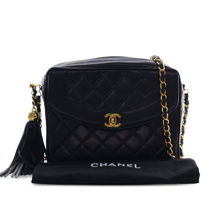 Chanel Small Matelassé Cuir d’agneau Diana Pompon Sac caméra