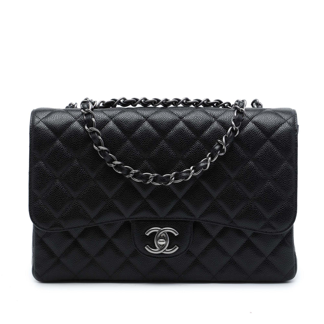 Classic Rabat simple Jumbo Cuir caviar Noir