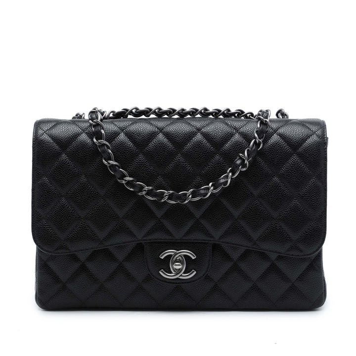 Classic Rabat simple Jumbo Cuir caviar Noir