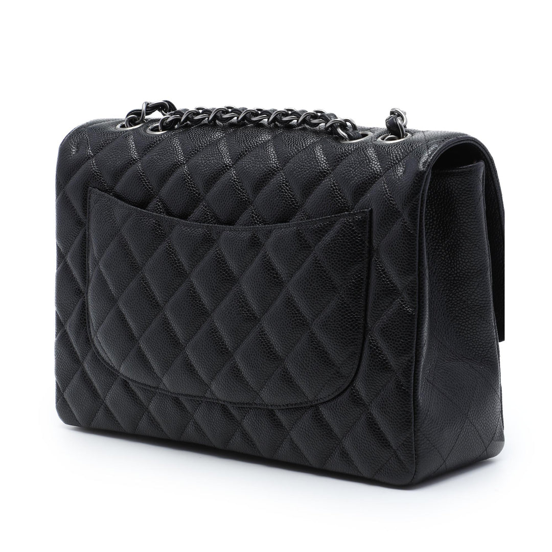 Classic Rabat simple Jumbo Cuir caviar Noir