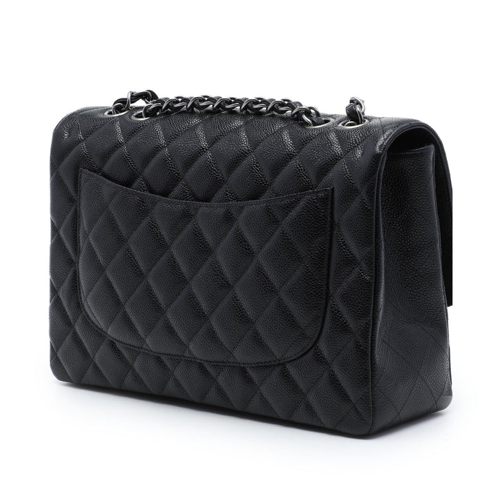 Classic Rabat simple Jumbo Cuir caviar Noir