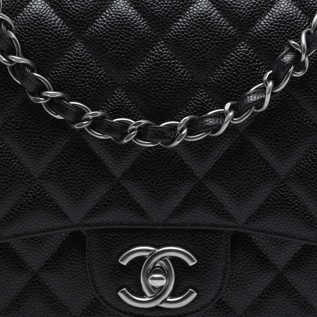 Classic Rabat simple Jumbo Cuir caviar Noir
