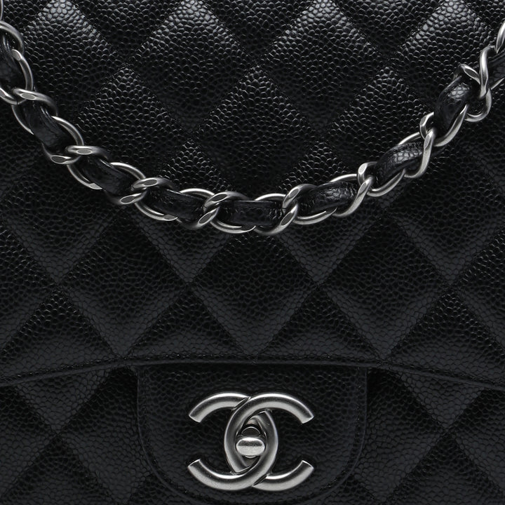 Classic Rabat simple Jumbo Cuir caviar Noir