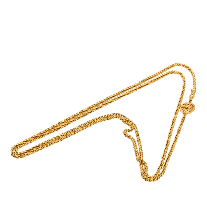 Chanel plaqué Medallion Double Strand Chaîne Collier Métal