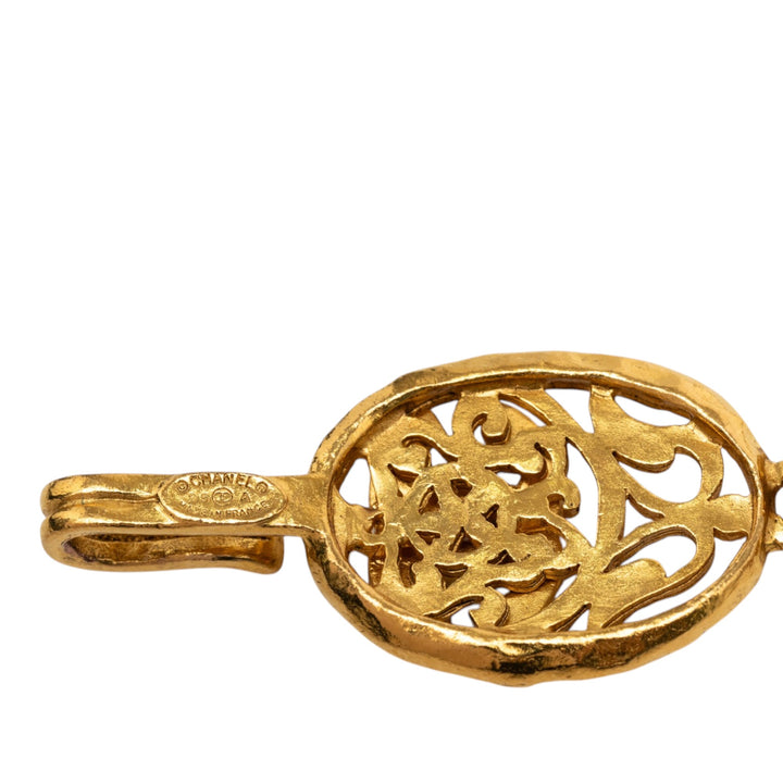 Chanel plaqué Medallion Double Strand Chaîne Collier Métal