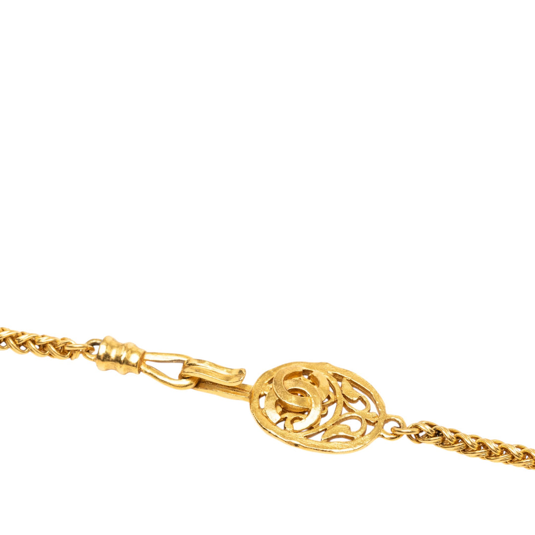 Chanel plaqué Medallion Double Strand Chaîne Collier Métal