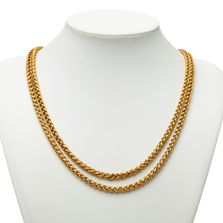 Chanel plaqué Medallion Double Strand Chaîne Collier Métal