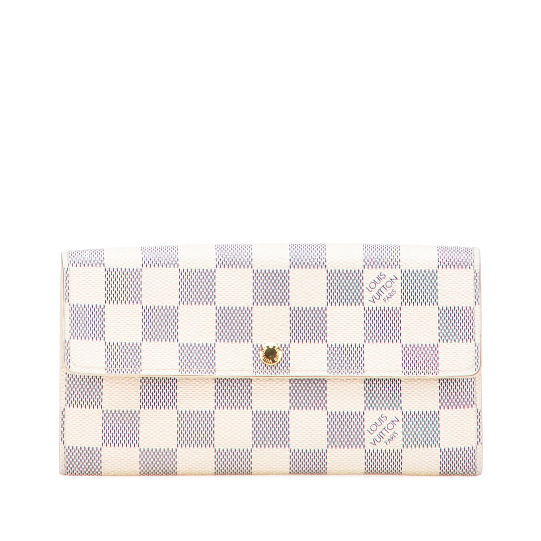 Damier Azur Sarah Long Wallet White - Gaby Paris