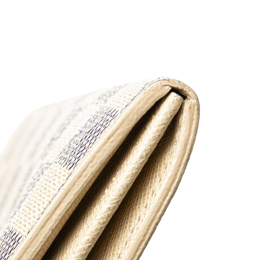 Damier Azur Sarah Long Wallet White - Gaby Paris