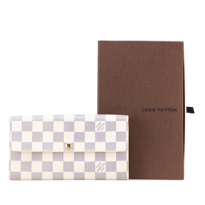 Damier Azur Sarah Long Wallet White - Gaby Paris