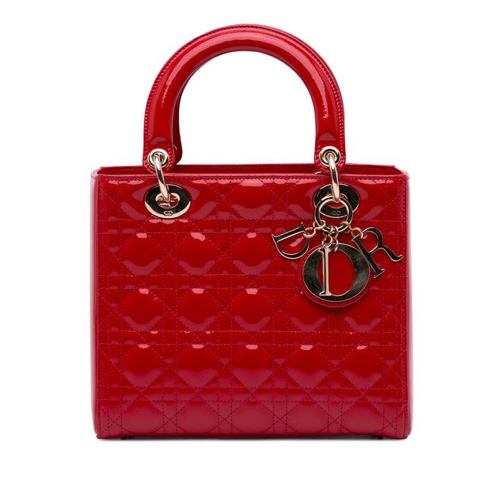 Medium Patent Cannage Lady Dior Red - Gaby Paris