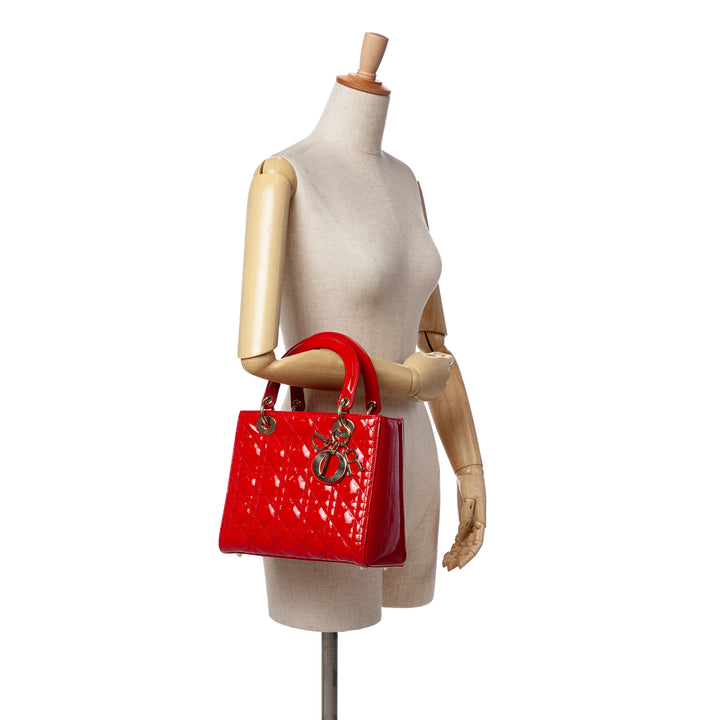 Medium Patent Cannage Lady Dior Red - Gaby Paris