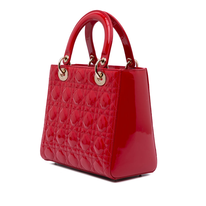 Medium Patent Cannage Lady Dior Red - Gaby Paris